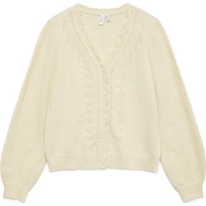 Vero Moda - Vmlya Ls V-neck Cardigan - Birch/W. Melange - Dames