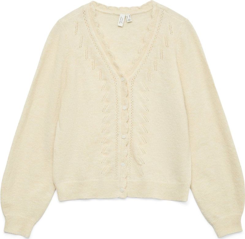 Vero Moda - Vmlya Ls V-neck Cardigan - Birch/W. Melange - Dames