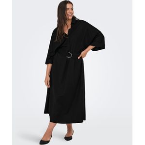 ONLY CARMAKOMA - Midi-jurk - V-Hals - Regular Fit - Geplooid Detail - Inclusief Riem