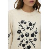 Vero Moda - Vmjuta Ls O-neck Embrodery - Pullover - Medium Grey Mel/w. Black