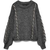 Vero - Oda Vlina Ls O-neck - Gebreide Trui - Donkergrijs