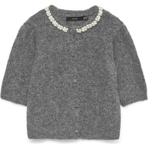 Vero Moda - Vmocean 2/4 O-neck Jewellery Cardig - Vest - Medium Grey Melange