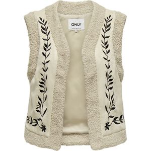 Only - Onlfrida Flower Emb. - Gilet - Pumice Stone/Black Flower