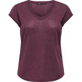 Only - ONLSILVERY - T-shirt - Wijnrood - Korte Mouwen - Loose Fit