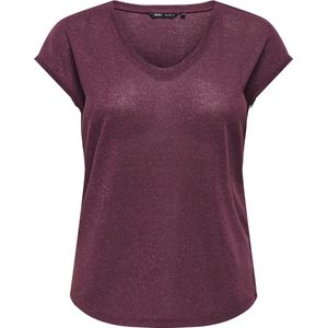 Only - ONLSILVERY - T-shirt - Wijnrood - Korte Mouwen - Loose Fit