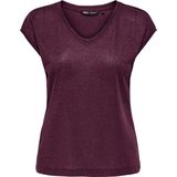 Only - ONLSILVERY - T-shirt - Wijnrood - Korte Mouwen - Loose Fit