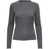 Only - Onlemma Life Ls Glitter Top - Zwart - Dames T-shirt