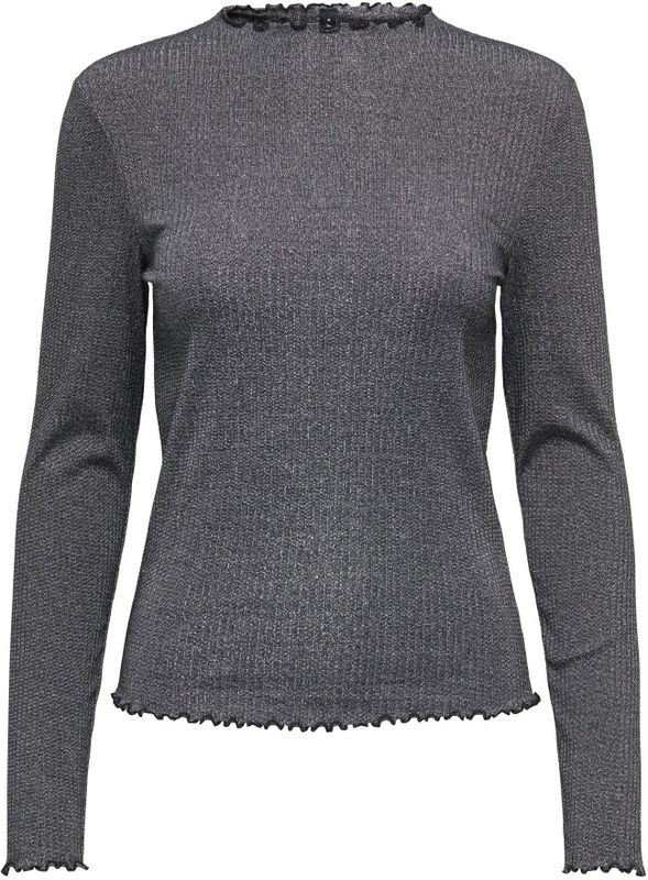 Only - Onlemma Life Ls Glitter Top - Zwart - Dames T-shirt