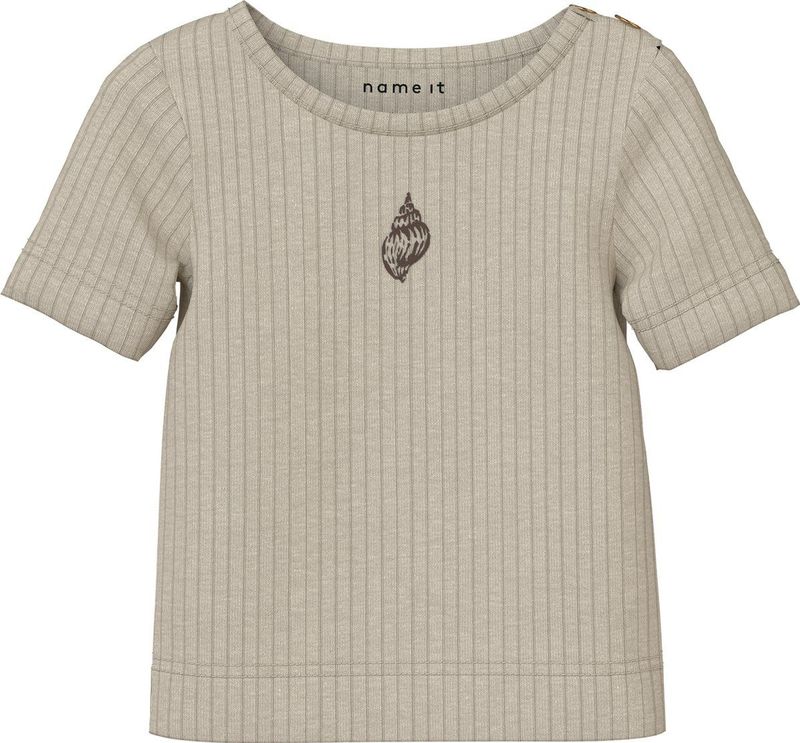 Name It T-Shirt - Rib - NbfHusina - Zandschelp - Name It - 50 - T-Shirts