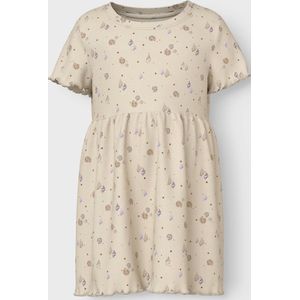 Jurk - Glitterprint - Ribgebreid - Korte Mouwen