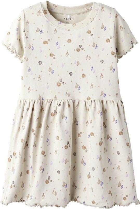 Jurk - Glitterprint - Ribgebreid - Korte Mouwen