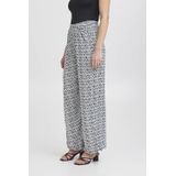 ICHI - Broek - Donkerblauw/Wit - 100% Viscose - Wijde Pijp