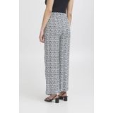 ICHI - Broek - Donkerblauw/Wit - 100% Viscose - Wijde Pijp