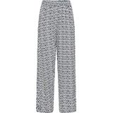 ICHI - Broek - Donkerblauw/Wit - 100% Viscose - Wijde Pijp