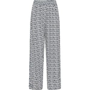 ICHI - Broek - Donkerblauw/Wit - 100% Viscose - Wijde Pijp