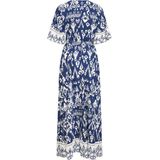 b.young - Jasmina - Jurk - Donkerblauw/Wit - Gevoerde Zoom/Rand - Kimonomouwen