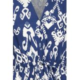 b.young - Jasmina - Jurk - Donkerblauw/Wit - Gevoerde Zoom/Rand - Kimonomouwen