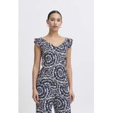 Blousetops - Gevoerde Zoom - Viscose - V-hals - Mouwloos - All-over Patroon