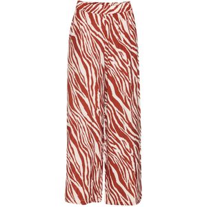 ICHI - IHYARDEEN - Broek - Rood/Wit - Dierenprint - Wide Leg - Mid Waist