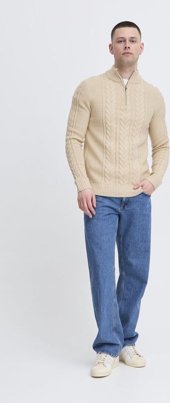 BLEND - BHBASIM - Trui - Greige - Halve Rits - Lange Mouw