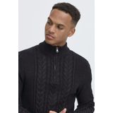 Gebreide Trui - Black - Regular Fit - Lange Mouwen - Staande Kraag