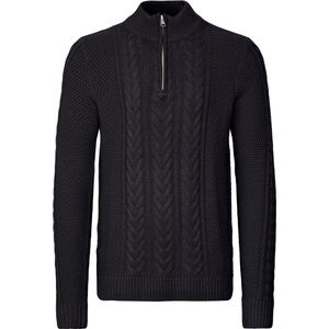 Gebreide Trui - Black - Regular Fit - Lange Mouwen - Staande Kraag