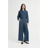 ICHI - Denim Wide Leg - Casual Broek - Donkerblauw - Regular Waist
