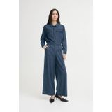 ICHI - Wide Leg Regular Waist Casual Broek - Donkerblauw - Denim