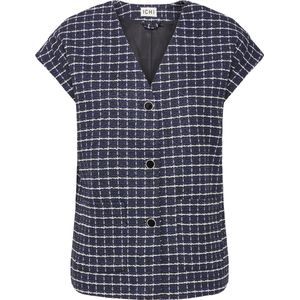 ICHI - Blousetop - Donkerblauw - Regular Fit - Lange Mouwen - V-hals