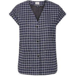 ICHI - Blousetop - Donkerblauw - Regular Fit - Lange Mouwen - V-hals