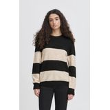 ICHI - IHEDEEN - Gebreide Trui - Beige/Zwart - Lange Mouw