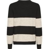 ICHI - IHEDEEN - Gebreide Trui - Beige/Zwart - Lange Mouw