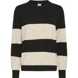 ICHI - IHEDEEN - Gebreide Trui - Beige/Zwart - Lange Mouw