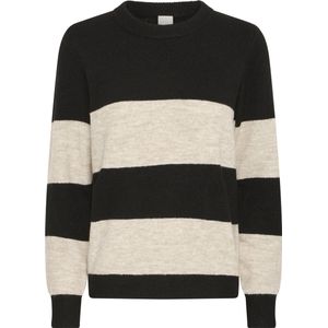 ICHI - IHEDEEN - Gebreide Trui - Beige/Zwart - Lange Mouw