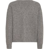 ICHI - Gebreid Vest - Grijs - Lange Mouwen - V-hals