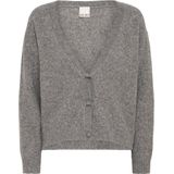 ICHI - Gebreid Vest - Grijs - Lange Mouwen - V-hals