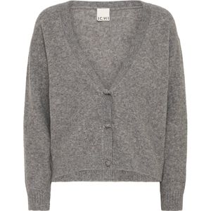 ICHI - Gebreid Vest - Grijs - Lange Mouwen - V-hals