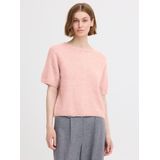 ICHI - IHKAMARA - Trui - Rosa - Geribbelde Kraag - Halve Mouw