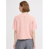 ICHI - IHKAMARA - Trui - Rosa - Geribbelde Kraag - Halve Mouw
