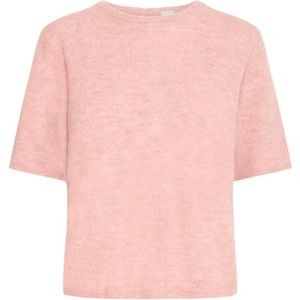 ICHI - IHKAMARA - Trui - Rosa - Geribbelde Kraag - Halve Mouw