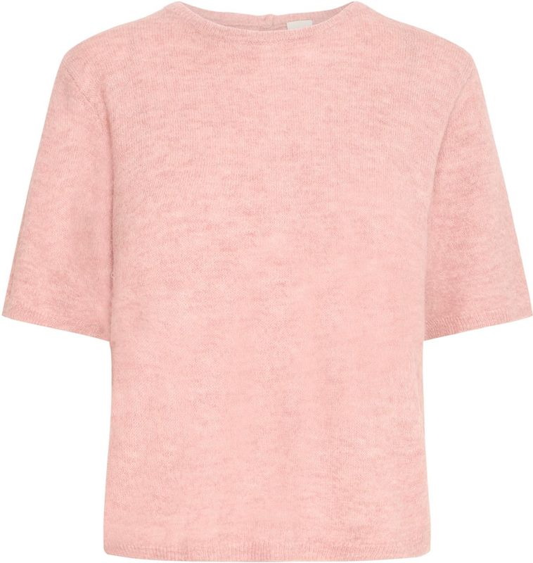ICHI - IHKAMARA - Trui - Rosa - Geribbelde Kraag - Halve Mouw