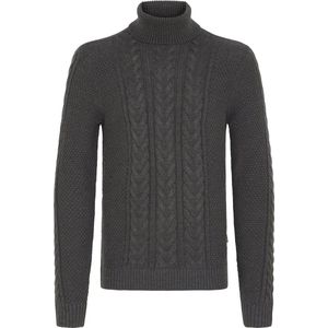 Charcoal Mix - Gebreide Trui - Regular Fit - Lange Mouwen - Staande Kraag