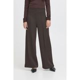ICHI - Wide Leg High Waist Broek - Bruin/Zwart