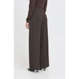ICHI - Wide Leg High Waist Broek - Bruin/Zwart