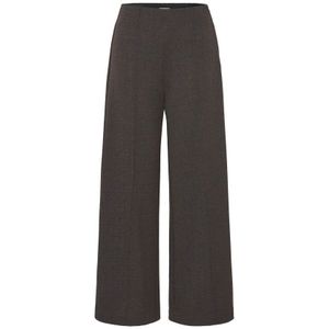 ICHI - Wide Leg High Waist Broek - Bruin/Zwart