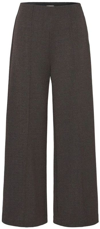 ICHI - Wide Leg High Waist Broek - Bruin/Zwart