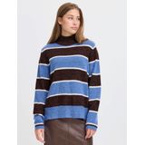 ICHI - IHEDEEN - Trui - Royal Blue - Donkerbruin - Wit - Losse Pasvorm