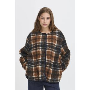 ICHI - IHKOLIRA - Leren Jas - Donkerblauw - Dames - Knoopsluiting