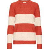 ICHI - Fijn Gebreide Trui - Rood - Regular Fit - Lange Mouwen