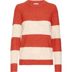 ICHI - Fijn Gebreide Trui - Rood - Regular Fit - Lange Mouwen